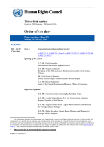 Human Rights Council  Order of the day Thirty-first session