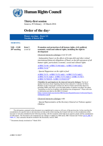 Human Rights Council Order of the day  Thirty-first session