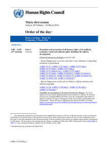 Human Rights Council Order of the day  Thirty-first session