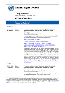 Human Rights Council Order of the day  Thirty-first session