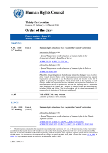 Human Rights Council Order of the day  Thirty-first session