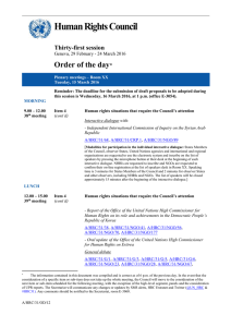 Human Rights Council Order of the day  Thirty-first session