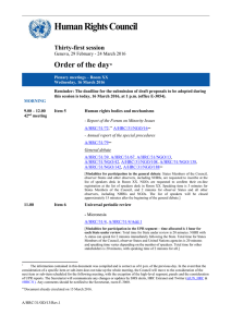 Human Rights Council Order of the day  Thirty-first session