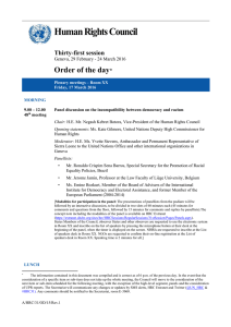 Human Rights Council Order of the day  Thirty-first session