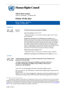 Human Rights Council Order of the day  Thirty-first session