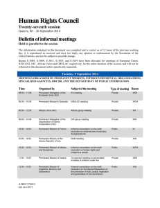 Human Rights Council Bulletin of informal meetings Twenty-seventh session