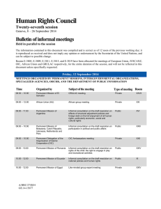 Human Rights Council Bulletin of informal meetings Twenty-seventh session