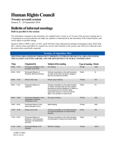 Human Rights Council Bulletin of informal meetings Twenty-seventh session