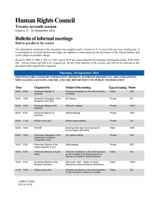 Human Rights Council Bulletin of informal meetings Twenty-seventh session