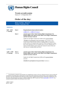 Human Rights Council  Order of the day Twenty-seventh session