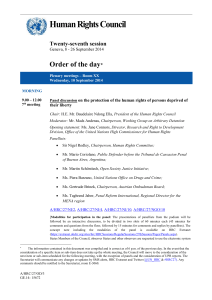 Human Rights Council  Order of the day Twenty-seventh session