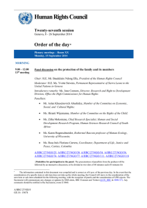 Human Rights Council  Order of the day Twenty-seventh session