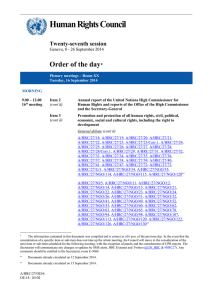 Human Rights Council  Order of the day Twenty-seventh session