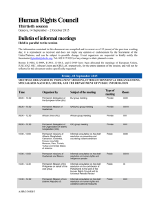 Human Rights Council Bulletin of informal meetings Thirtieth session