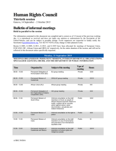 Human Rights Council Bulletin of informal meetings Thirtieth session