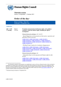 Human Rights Council  Order of the day Thirtieth session