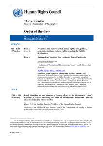 Human Rights Council  Order of the day Thirtieth session