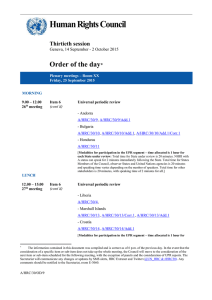 Human Rights Council  Order of the day Thirtieth session