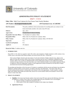 ADMINISTRATIVE POLICY STATEMENT Policy Title: APS Number: