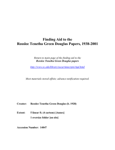 Finding Aid to the Rosslee Tenetha Green Douglas Papers, 1938-2001