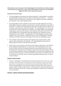 Observations by the Government of the United Kingdom of Great Britain... on draft General Comment 35 on  Article 9 of the...