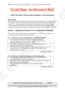 What is the effect of the London Olympics on the... Reflective Exercise: The London Olympics - how will the economy... 1
