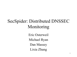 SecSpider: Distributed DNSSEC Monitoring Eric Osterweil Michael Ryan