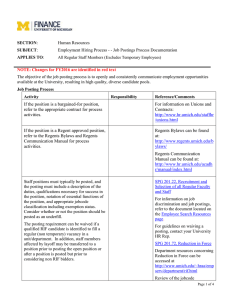 Human Resources Employment Hiring Process - - Job Postings Process Documentation
