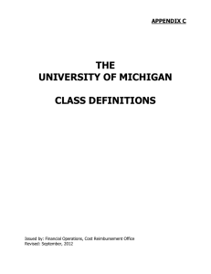 THE UNIVERSITY OF MICHIGAN CLASS DEFINITIONS