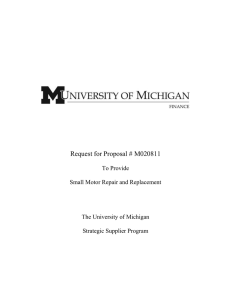 Request for Proposal # M020811 To Provide Small Motor Repair and Replacement