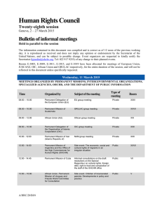 Human Rights Council Bulletin of informal meetings Twenty-eighth session