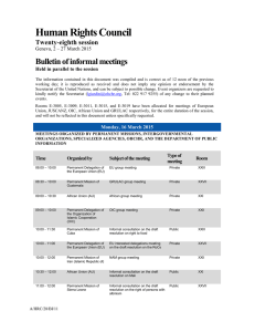 Human Rights Council Bulletin of informal meetings Twenty-eighth session