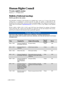 Human Rights Council Bulletin of informal meetings Twenty-eighth session