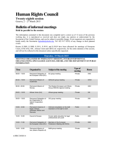 Human Rights Council Bulletin of informal meetings Twenty-eighth session