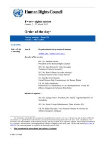 Human Rights Council  Order of the day Twenty-eighth session