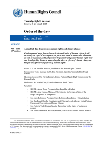 Human Rights Council  Order of the day Twenty-eighth session