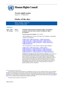 Human Rights Council  Order of the day Twenty-eighth session