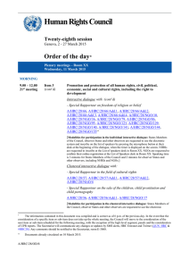 Human Rights Council Order of the day  Twenty-eighth session