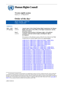 Human Rights Council Order of the day  Twenty-eighth session