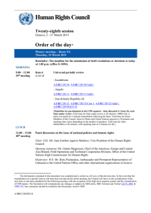 Human Rights Council Order of the day  Twenty-eighth session