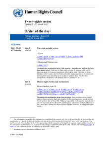 Human Rights Council Order of the day  Twenty-eighth session