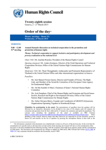 Human Rights Council Order of the day  Twenty-eighth session