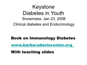 Keystone Diabetes in Youth Snowmass: Jan 23, 2008 Clinical diabetes and Endocrinology