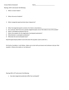 Circular Motion Homework  Name_______________________________ Read pg. 2234-5 and answer the following: