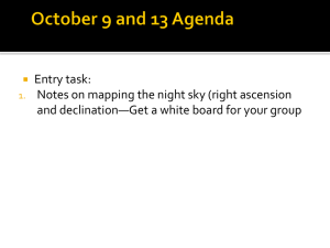 Entry task: Notes on mapping the night sky (right ascension