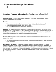 F Experimental Design Guidelines  Question, Purpose, &amp; Introduction (background information)