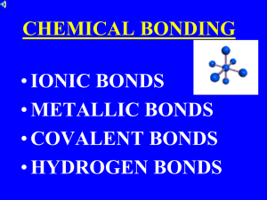 CHEMICAL BONDING IONIC BONDS METALLIC BONDS COVALENT BONDS