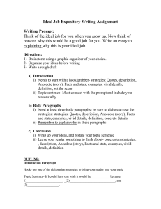 Ideal Job Expository Writing Assignment  Writing Prompt: