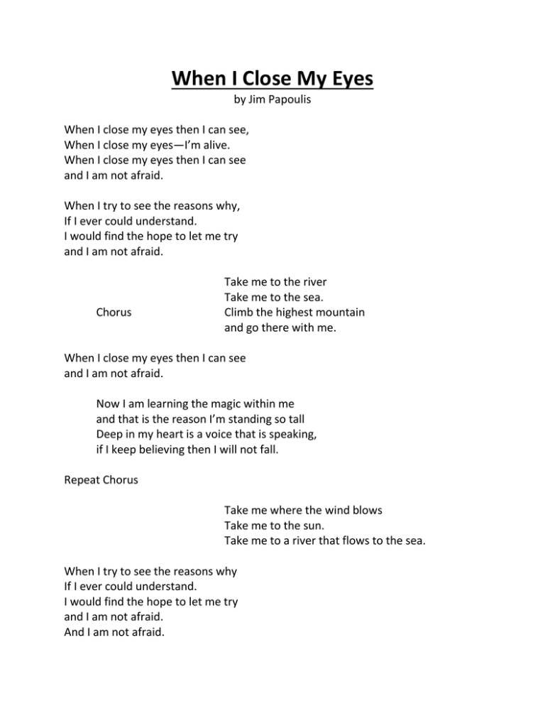 i close my eyes lyrics