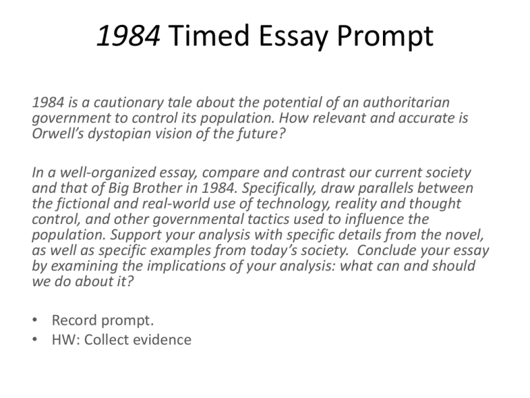 interesting essay topics for 1984